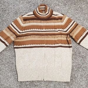 Women's Emma James Long Sleeve Full Zip Sweater Size S Brown